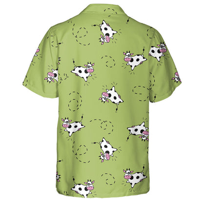 Flying Cow With Jumping On Green Background Hawaiian Shirt, Hawaiian Shirt Gift, Christmas Gift