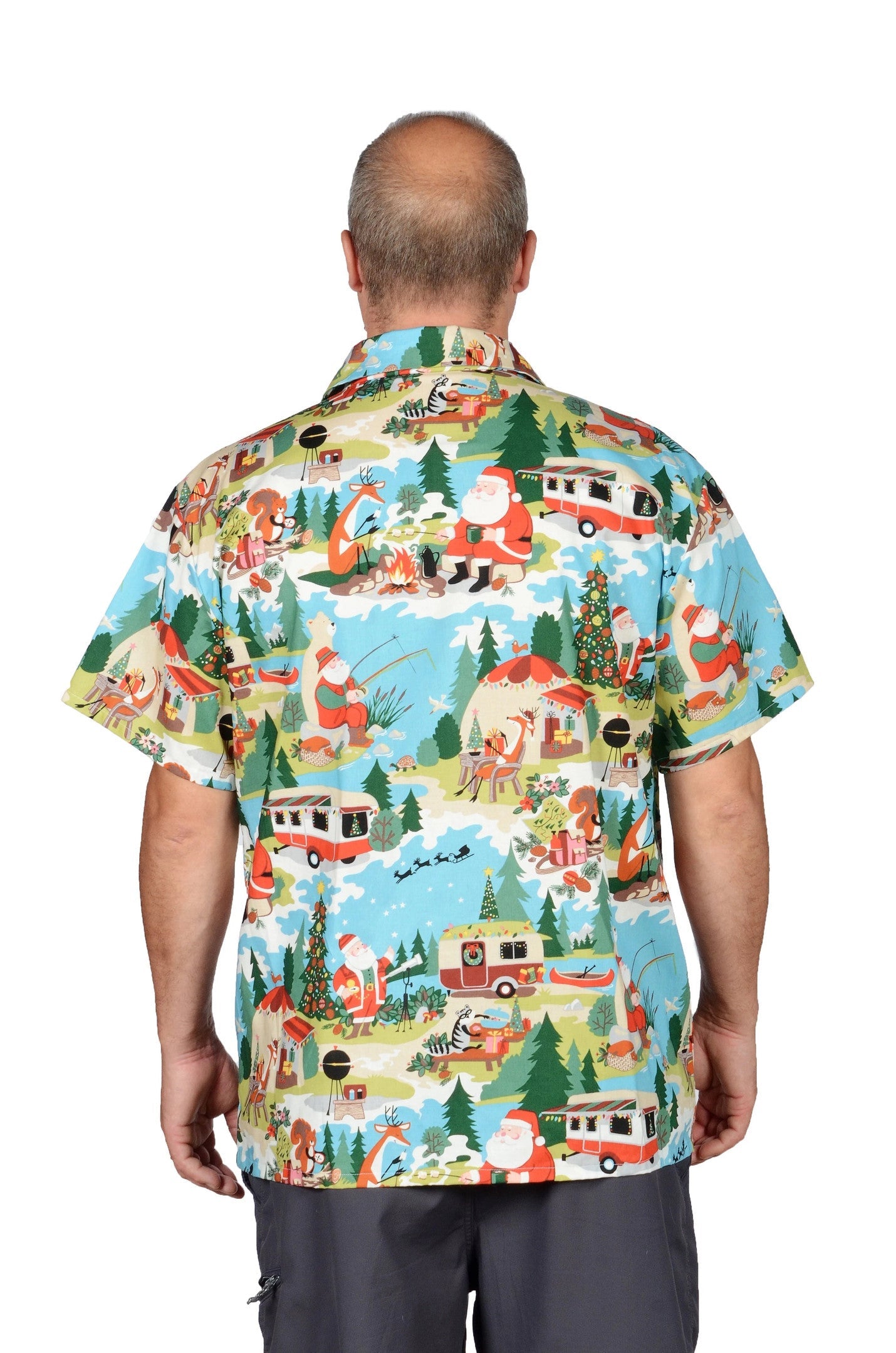 Camping Santa Loving Hometown Christmas Design Hawaiian Shirt, Hawaiian Shirt Gift, Christmas Gift