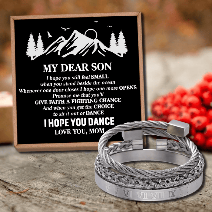 Mom To Son - I Hope You Dance Roman Numeral Bracelet Set