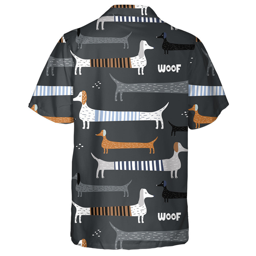 Colorful Dachshunds Dog On Gray Background Hawaiian Shirt, Hawaiian For Gift