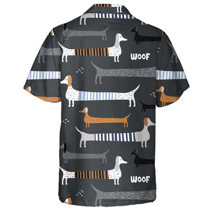 Colorful Dachshunds Dog On Gray Background Hawaiian Shirt, Hawaiian For Gift