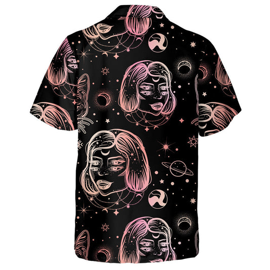 Stíl Ealaíne Tatto Le Four Eyed Lady And Cat Léine Haváís, Bronntanas Léine Haváíais, Bronntanas Nollag