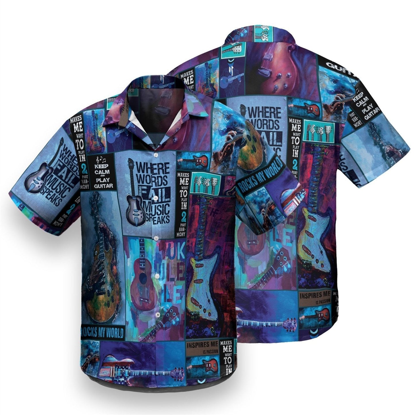 Beautiful Guitar Art Guitarist Pattern Hawaiian Shirt, Hawaiian For Gift