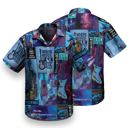 Beautiful Guitar Art Guitarist Pattern Hawaiian Shirt, Hawaiian For Gift