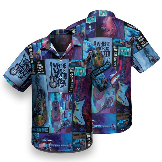 Beautiful Guitar Art Guitarist Pattern Hawaiian Shirt, Hawaiian For Gift
