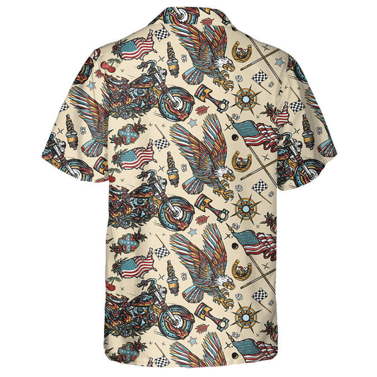 Fear Rothar Feasóg Cool Motocycle Patriotic Eagle Art Léine Haváíais, Bronntanas Léine Haváís, Bronntanas Nollag