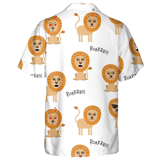 Lion In Different Emtions On White background Hawaiian Shirt, Hawaiian Shirt Gift, Christmas Gift