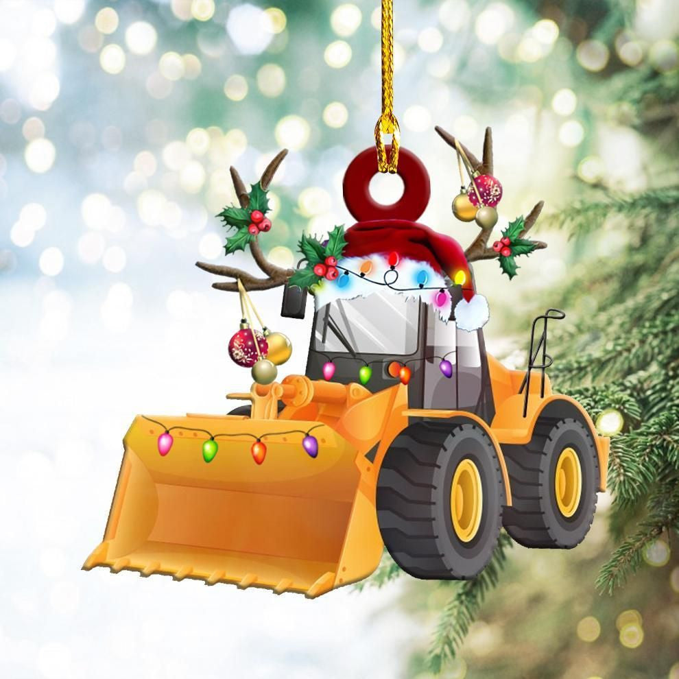 Bulldozer Christmas Light Shape Ornament, Happy Christmas Ornament, Christmas Gift, Christmas Decoration