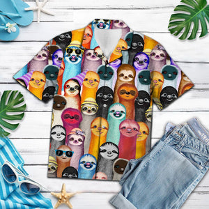 Colorful Sloth Smile With You Design Hawaiian Shirt, Hawaiian For Gift