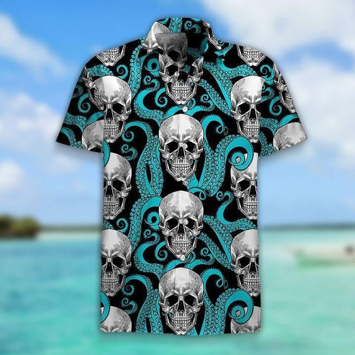 Skull And Tentacles Of The Octopus Hawaiian Shirt,Hawaiian Shirt Gift, Christmas Gift