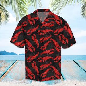 Amazing Red And Black Lobster Pattern Hawaiian Shirt, Hawaiian For Gift