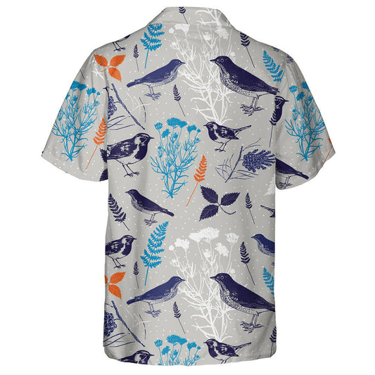 Blue Bird With Tree And Leave In Winter Hawaiian Shirt, Hawaiian Shirt Gift, Christmas Gift