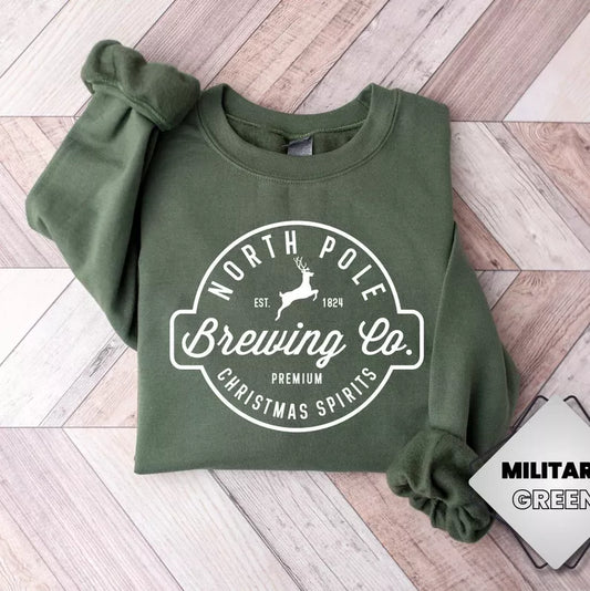 North Pole Brewing Co Sweatshirt, Christmas Shirt, Christmas Sweatshirt Cute, Christmas Winter Sweatshirt