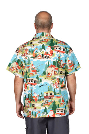 Camping Santa Loving Hometown Christmas Design Hawaiian Shirt, Hawaiian Shirt Gift, Christmas Gift.