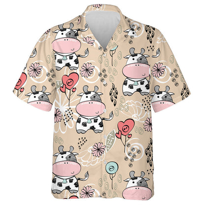 Hand Draw Baby Cows And Flora Hawaiian Shirt, Hawaiian For Gift