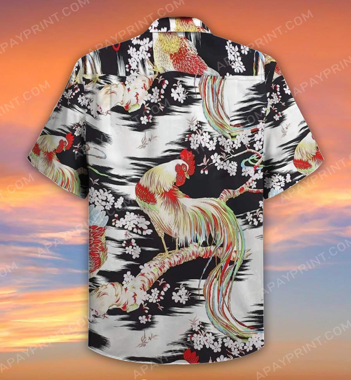 Rayon Crepe Japanese Chicken Onaga Dori Hawaiian Shirt,Hawaiian Shirt Gift, Christmas Gift