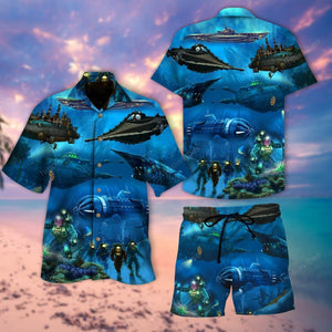 Amazing Giant Submarine Under The Sea Design Hawaiian Shirt, Hawaiian Shirt Gift, Christmas Gift