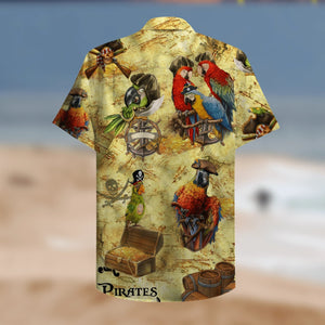 Cool Amazing Pirate Parrots Christmas Design Hawaiian Shirt, Hawaiian Shirt Gift, Christmas Gift