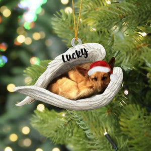 Personalized German Shepherd Sleeping Angel Christmas Flat Acrylic Dog Ornament Memorial Dog Gift,Christmas Decoration