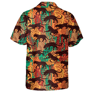 Abstract Silhouettes Of Animals Leopard Background Hawaiian Shirt, Hawaiian Shirt Gift, Christmas Gift