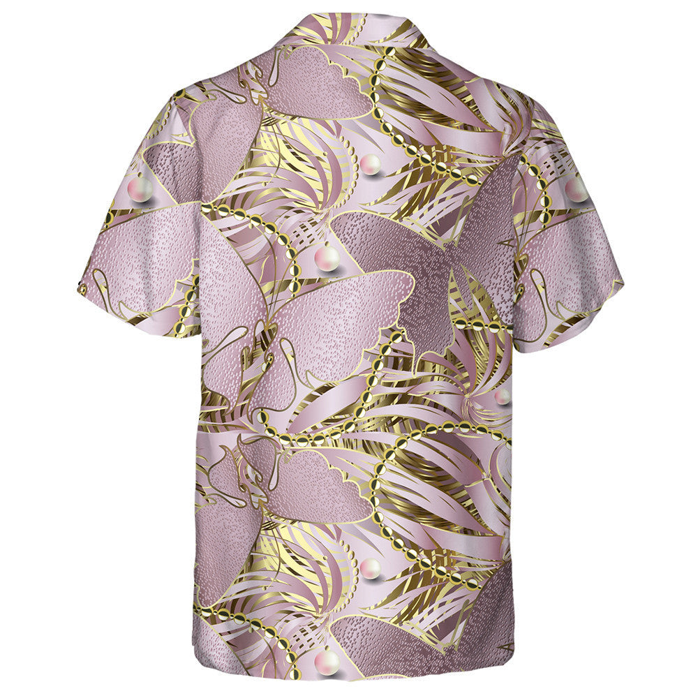 Féileacáin Glittery Lámhtharraingthe Cúlra Rós Óir Léine Haváí, Bronntanas Léine Haváíais, Bronntanas Nollag