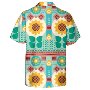 Agriculture Background With Abstract Sunflowers Illustration Hawaiian Shirt, Hawaiian For Gift