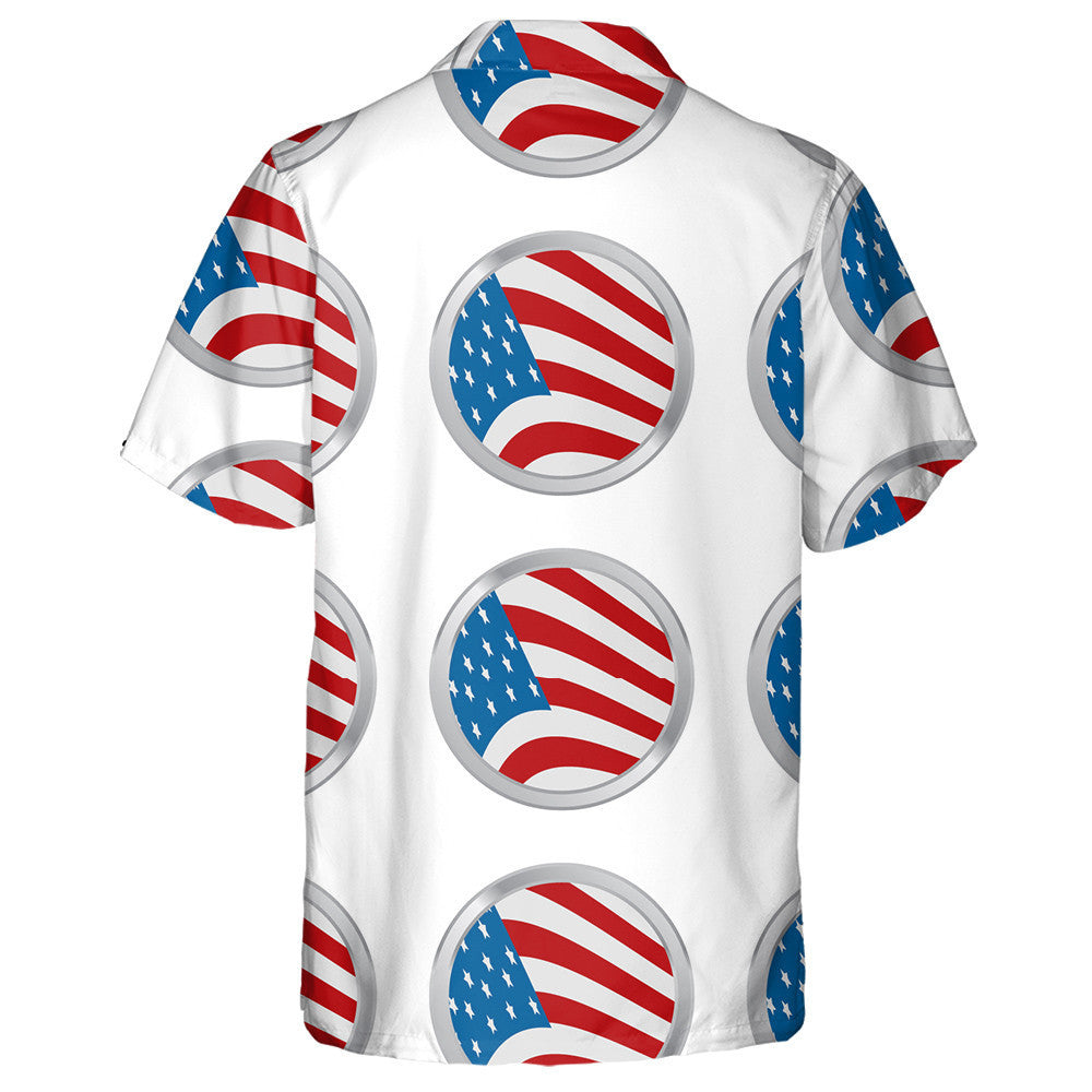 Stíl Mhonacrómach le Patrún Suaitheantas Ciorcail Bratach Mheiriceá Léine Haváís, Bronntanas Léine Haváís, Bronntanas Nollag