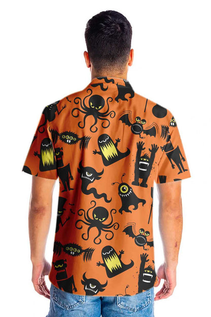 Cute Monster Silhouette Halloween Bigfoot Dramatic Hawaiian Shirt,Hawaiian Shirt Gift, Christmas Gift