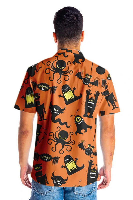 Cute Monster Silhouette Halloween Bigfoot Dramatic Hawaiian Shirt,Hawaiian Shirt Gift, Christmas Gift