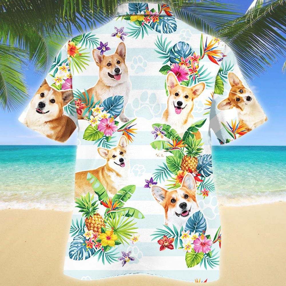 Patrún Trópaiceach Bláthanna Agus Pineapple Madra Corgi na Breataine Bige Léine Haváís, Bronntanas Léine Haváís, Bronntanas Nollag