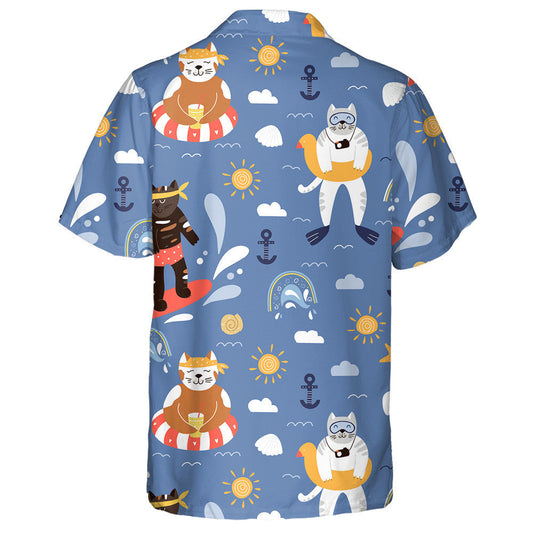 Modern Baby Cats In Summer Background Hawaiian Shirt,Hawaiian Shirt Gift, Christmas Gift