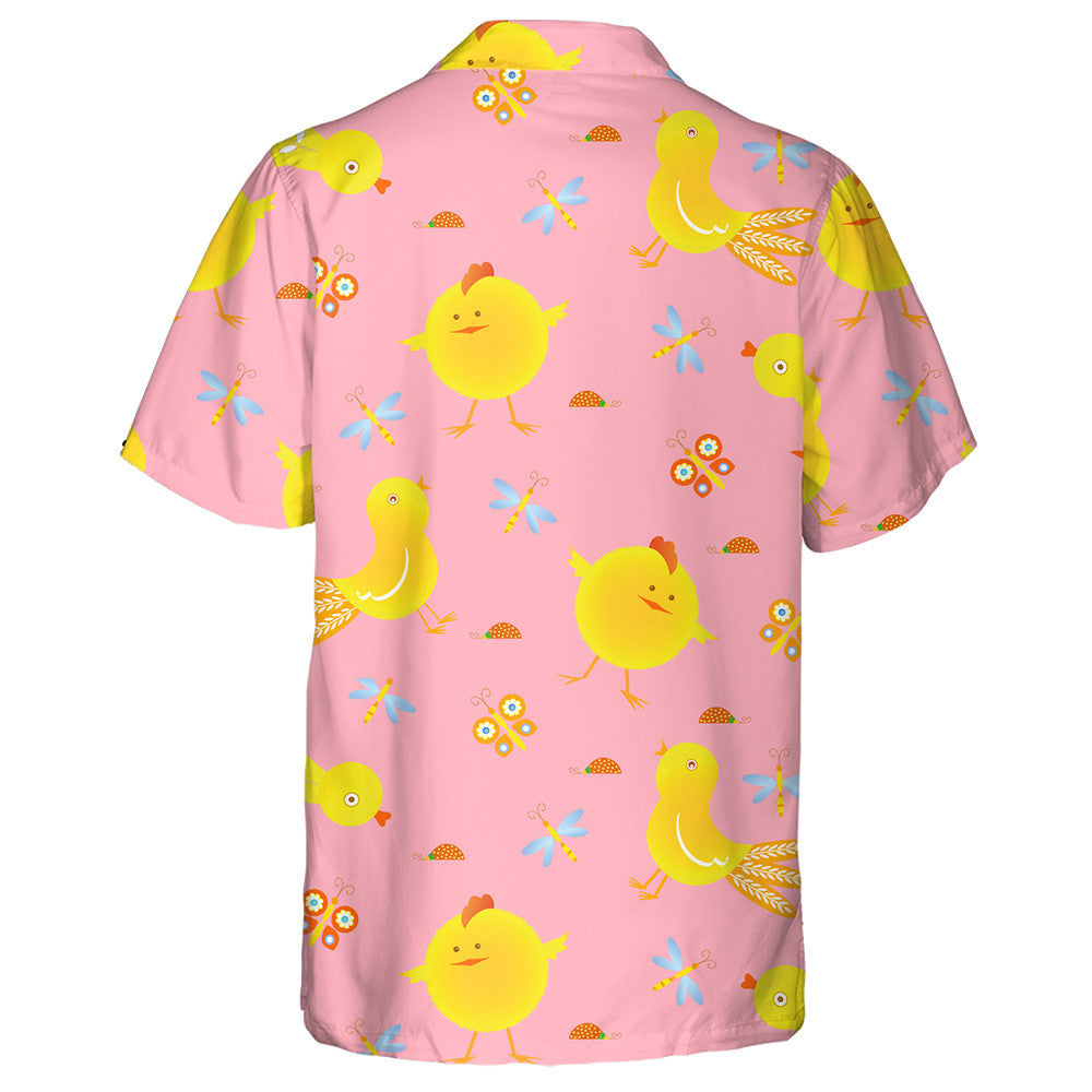 Funny Little Chicken With Buutterfly And Dragonfly Hawaiian Shirt, Hawaiian Shirt Gift, Christmas Gift