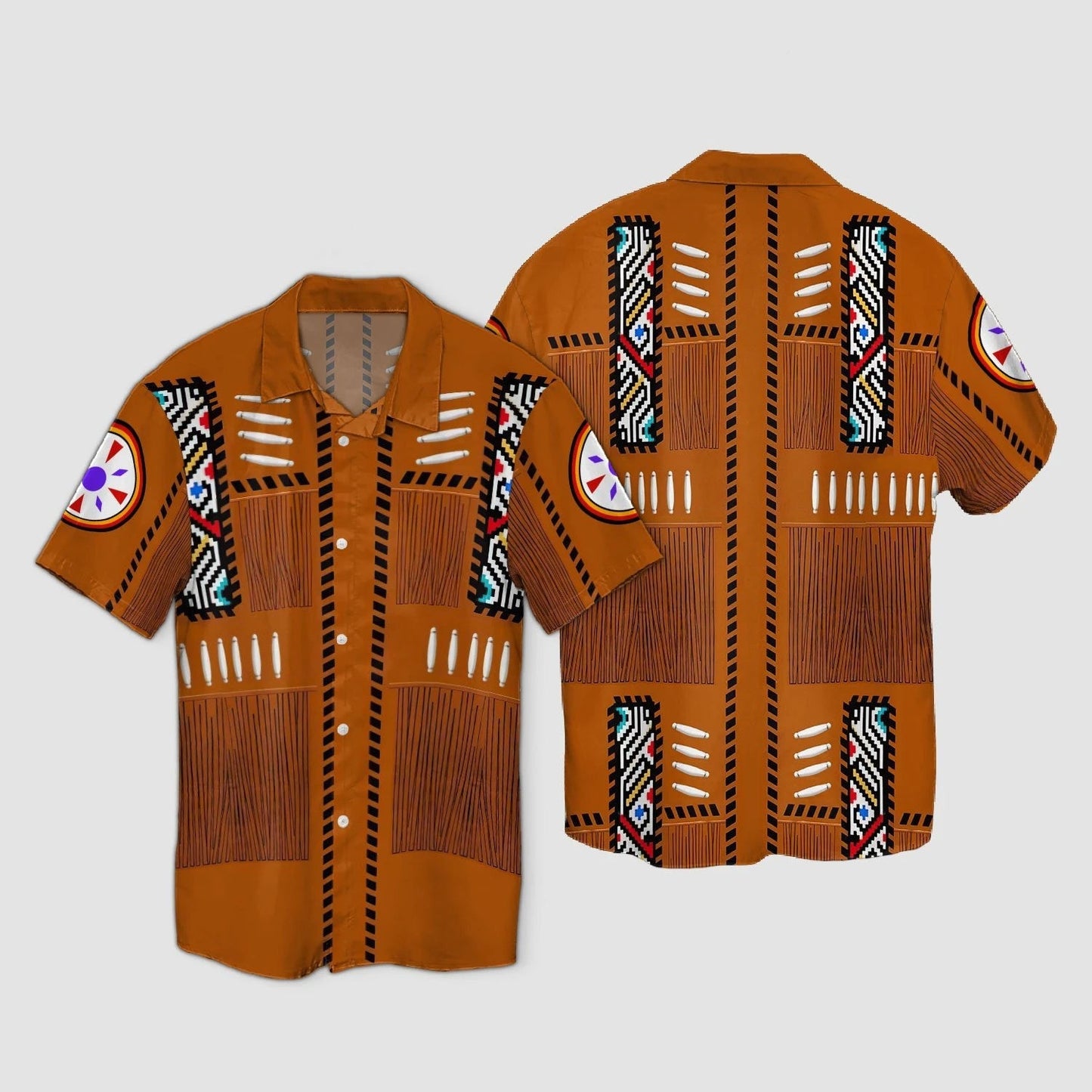 Cool Native American Dark Orange Design Hawaiian Shirt, Hawaiian Shirt Gift, Christmas Gift