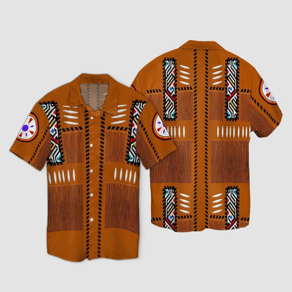 Cool Native American Dark Orange Design Hawaiian Shirt, Hawaiian Shirt Gift, Christmas Gift