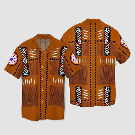 Cool Native American Dark Orange Design Hawaiian Shirt, Hawaiian Shirt Gift, Christmas Gift