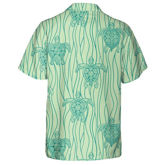 Green Decorative Turtles In Sea Waves Hawaiian Shirt,Hawaiian Shirt Gift, Christmas Gift