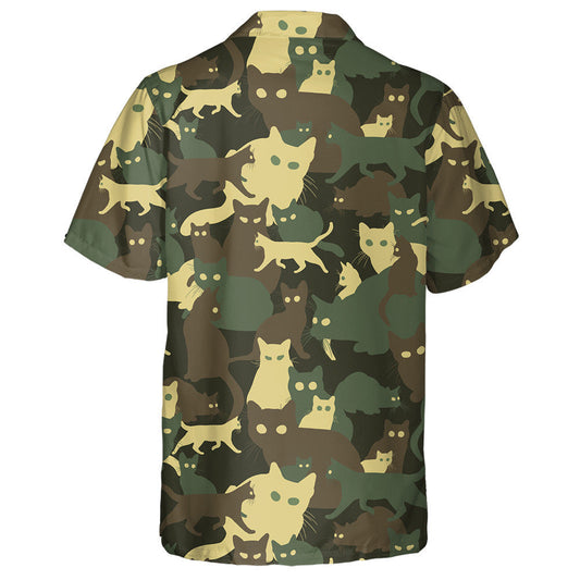 Dathanna Foraoise Glasa Scáthchruth Cat Spirtiúil Patrún Camo Léine Haváís, Bronntanas Léine Haváís, Bronntanas Nollag