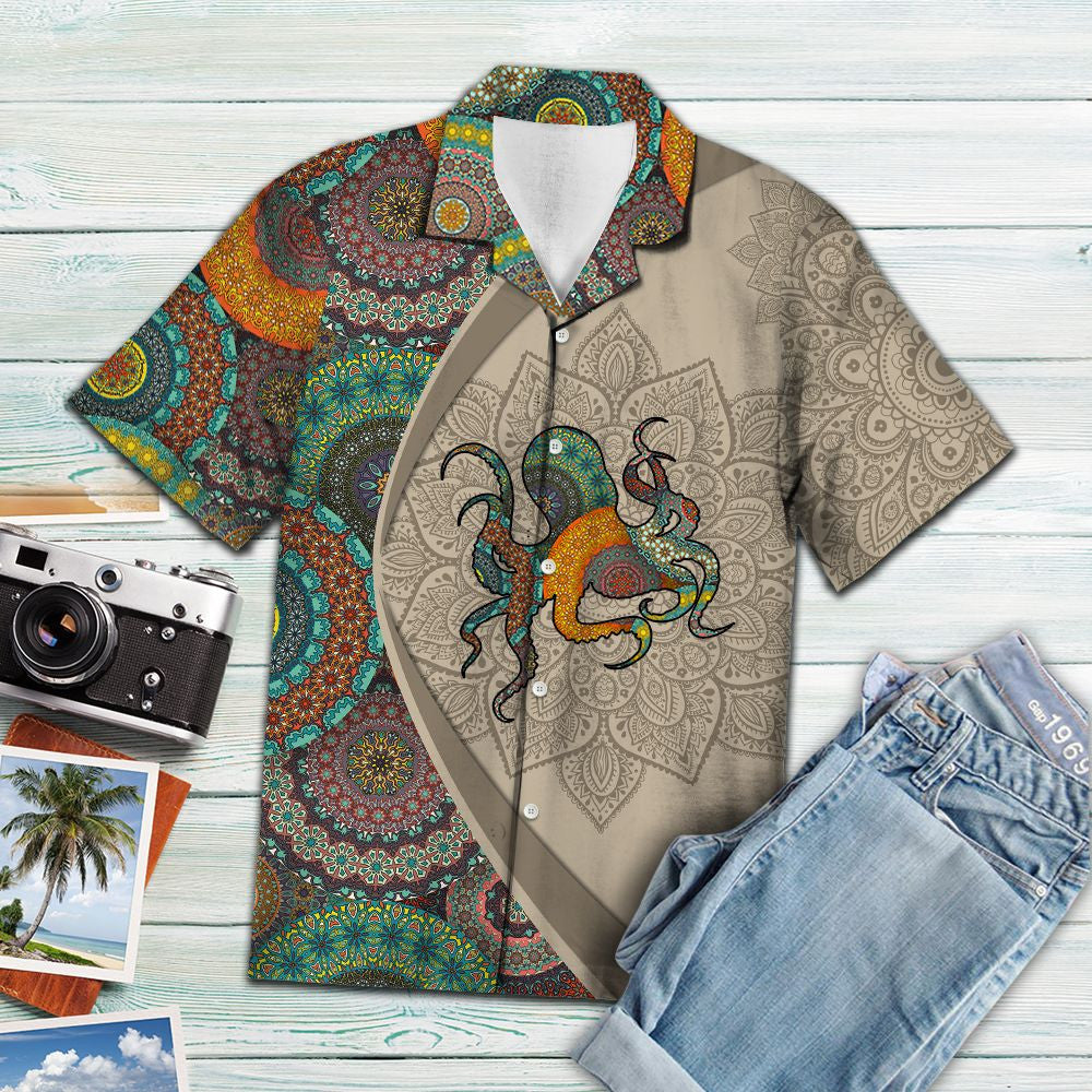 Mandala Flowers With Octopus Design Hawaiian Shirt,Hawaiian Shirt Gift, Christmas Gift