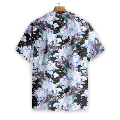 Dineasár Unicorn T-Rex Dearadh Aisling Téama Dubh Léine Haváís, Bronntanas Léine Haváís, Bronntanas Nollag