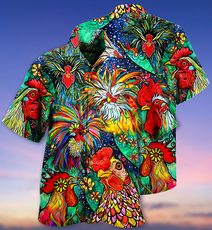 Chicken Love Color - Hawaiian Shirt_Hawaiian Shirt Gift, Christmas Gift