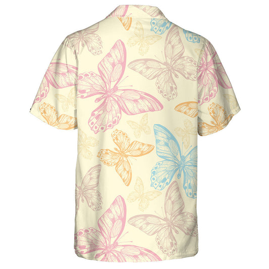 Flying Multicolored Butterflies On Yellow Background Hawaiian Shirt,Hawaiian Shirt Gift, Christmas Gift