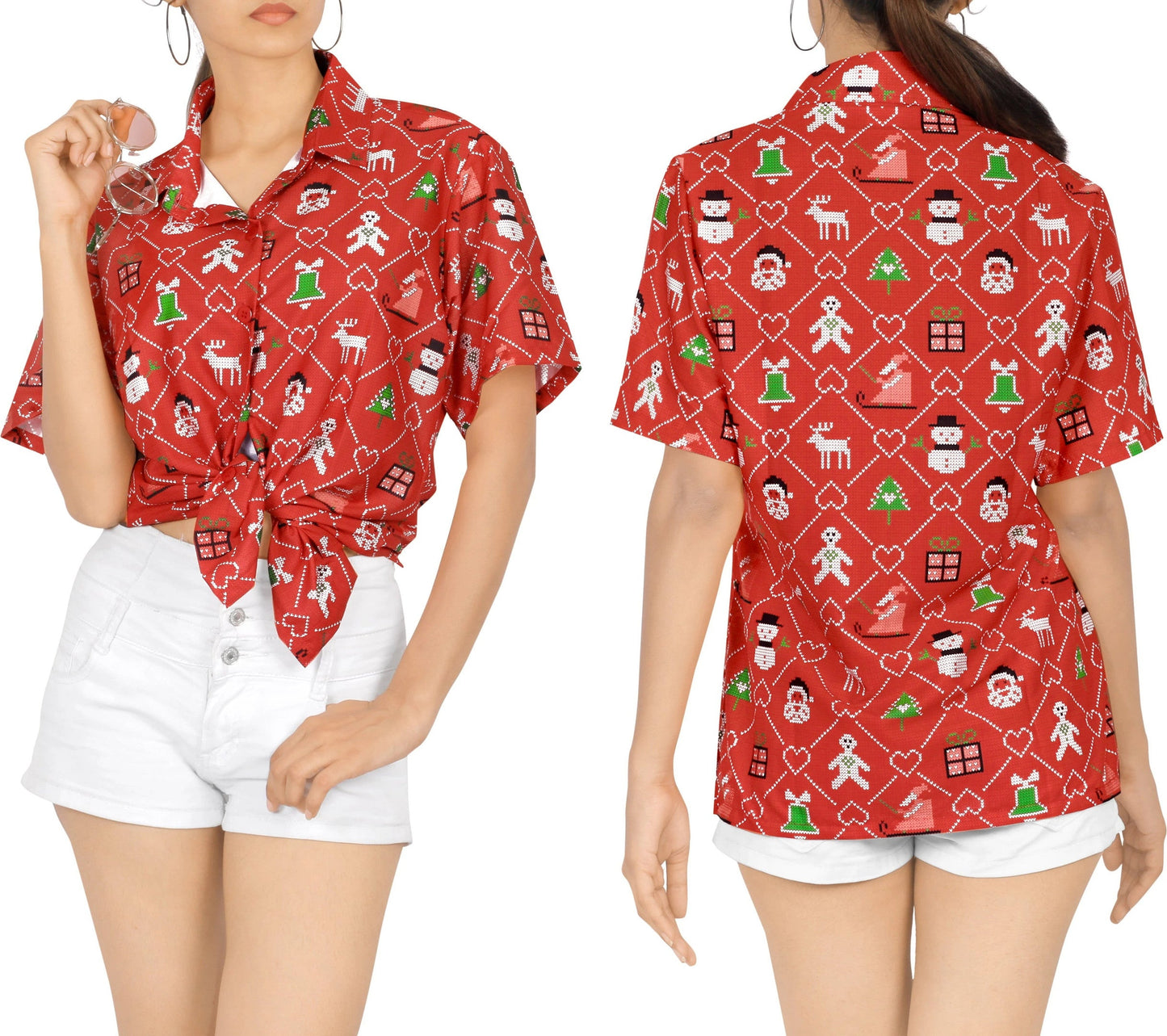 Santa Reindeer Cloigín Beag Dearadh na Nollag Léine Haváí, Bronntanas Léine Haváíais, Bronntanas Nollag