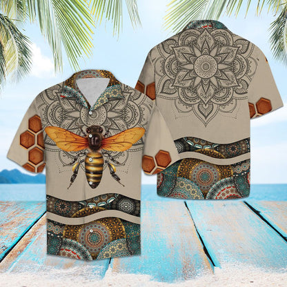 Bohemian And Mandala Art With Bee Hawaiian Shirt, Hawaiian For Gift
