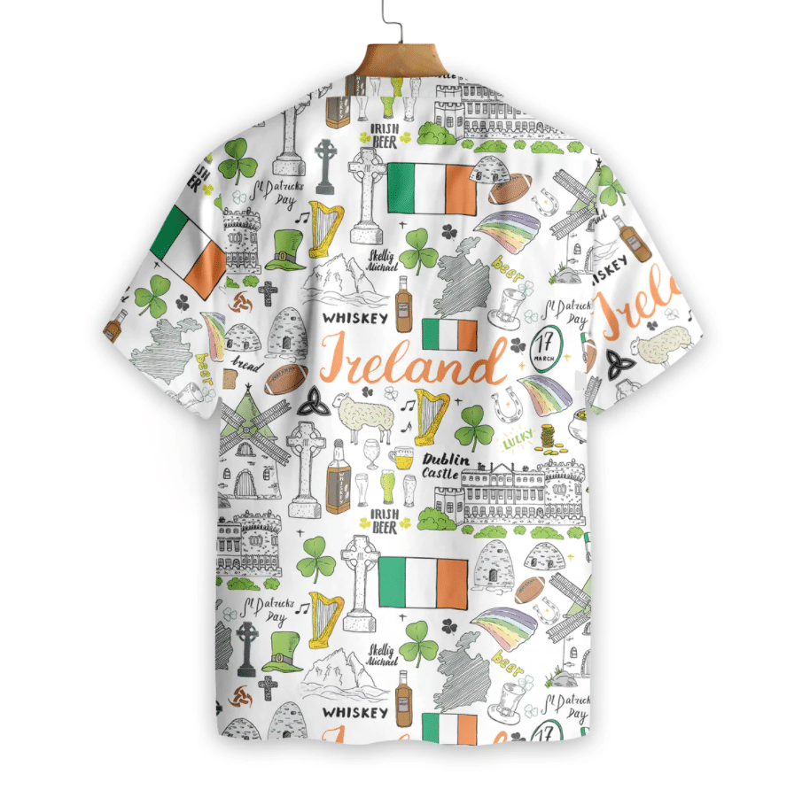 I Love Ireland On White Background Hawaiian Shirt, Hawaiian For Gift