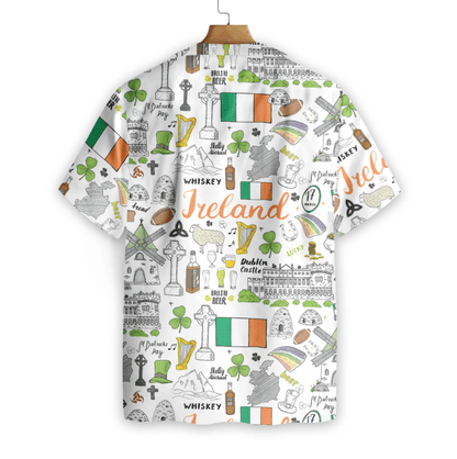 I Love Ireland On White Background Hawaiian Shirt, Hawaiian For Gift