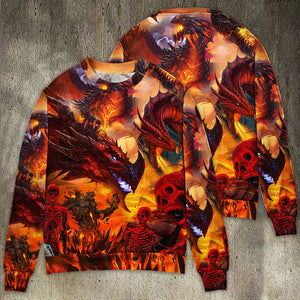 Dragon Red Skull Fire Art Style Ugly Christmas Sweater, Christmas Gift, Gift Christmas 2024