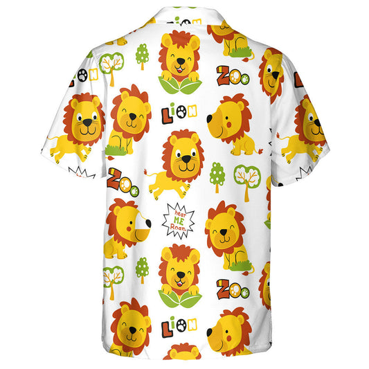 Happy Lion In Different Moments With Tree Hawaiian Shirt, Hawaiian Shirt Gift, Christmas Gift