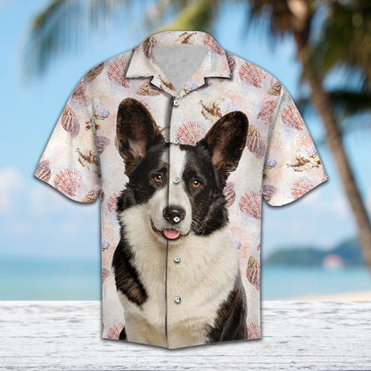 Sliogáin Seasca Agus Gleoite Cardigan Patrún Corgi Breatnaise Léine Haváís, Bronntanas Léine Haváís, Bronntanas Nollag