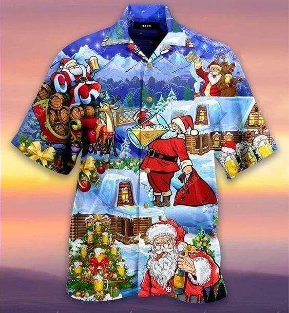 Funny Beery Christmas Santa Claus Design Hawaiian Shirt, Hawaiian Shirt Gift, Christmas Gift