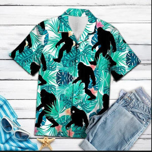 Cool Bigfoot Tropical Jungle Design Hawaiian Shirt,t,Hawaiian Shirt Gift, Christmas Gift